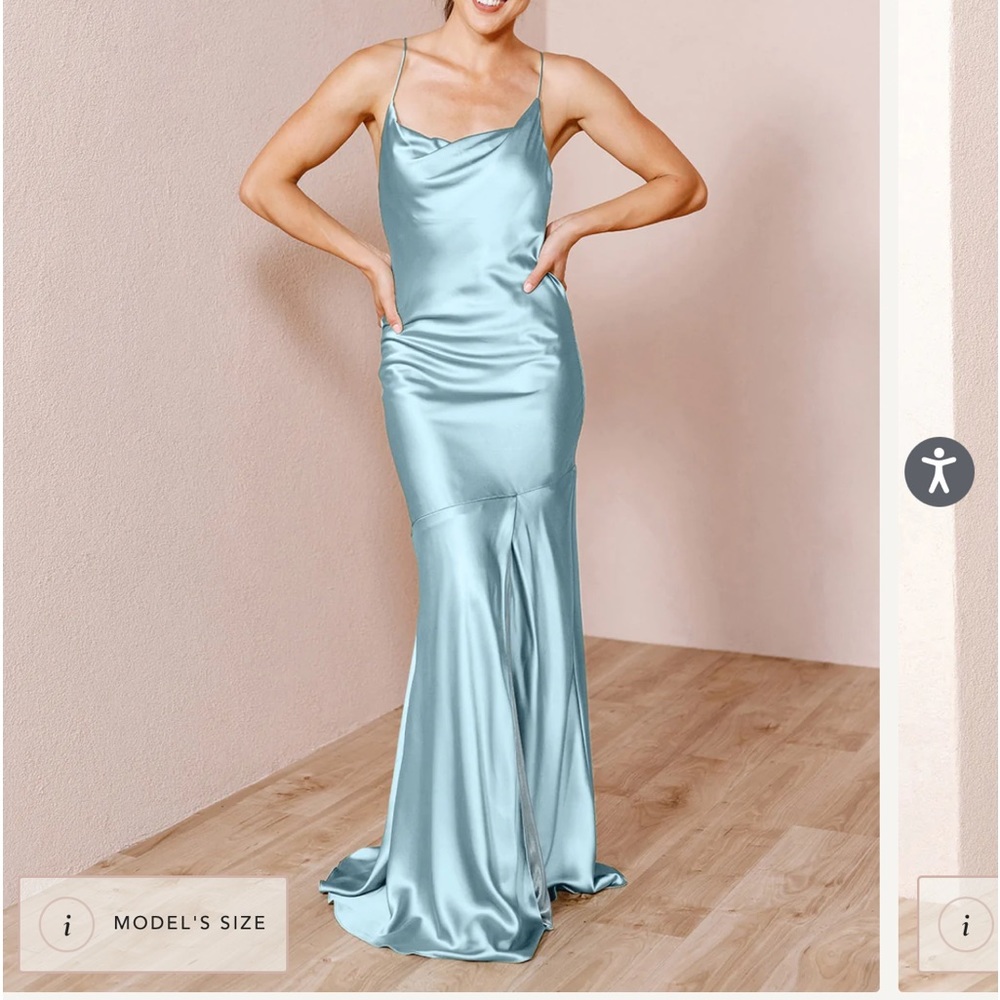 NWT Revelry Light Blue Satin Dress